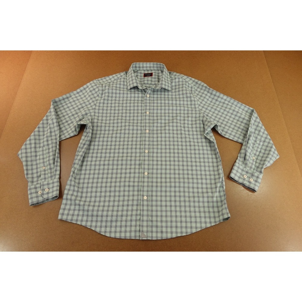 UNTUCKit Mens Size XL Light Green Plaid Long Sleeve Button Front Tokay Shirt